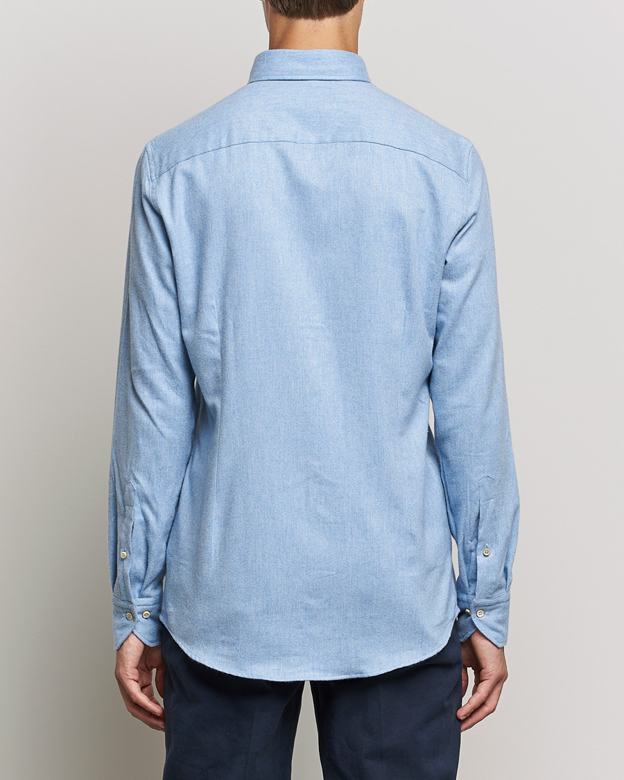 Men | Shirts | Stenströms | Slimline Flannel Shirt Light Blue