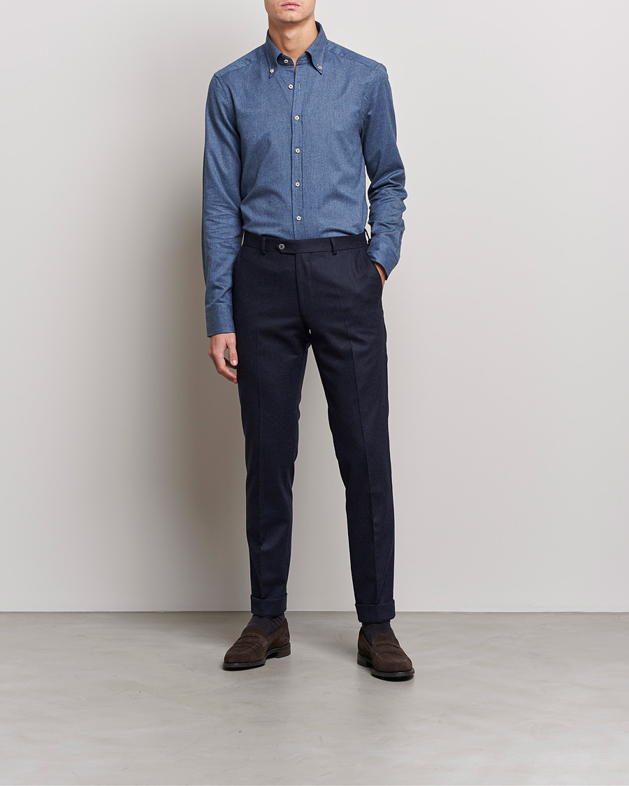 Men |  | Stenströms | Slimline Flannel Shirt Blue