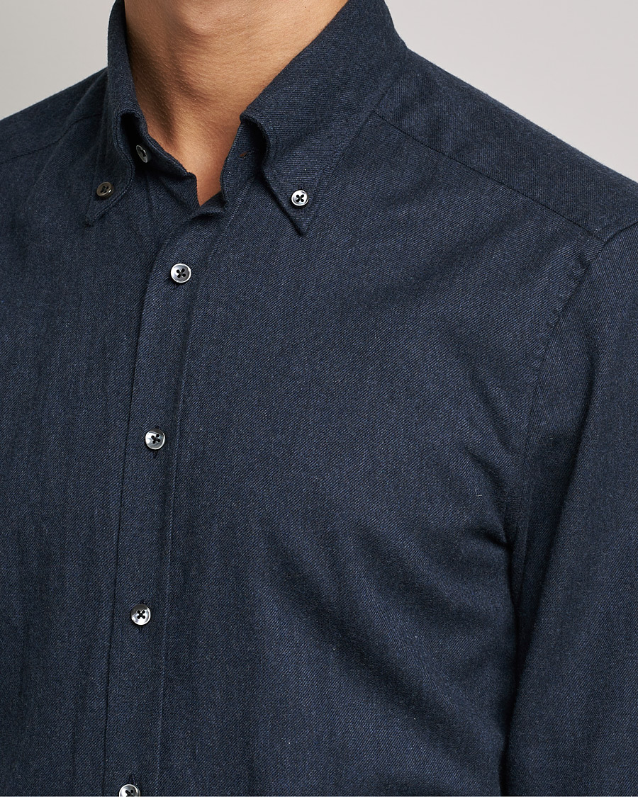 Men | Shirts | Stenströms | Slimline Flannel Shirt Navy