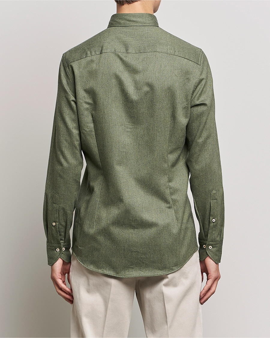 Men | Shirts | Stenströms | Slimline Flannel Shirt Dark Green