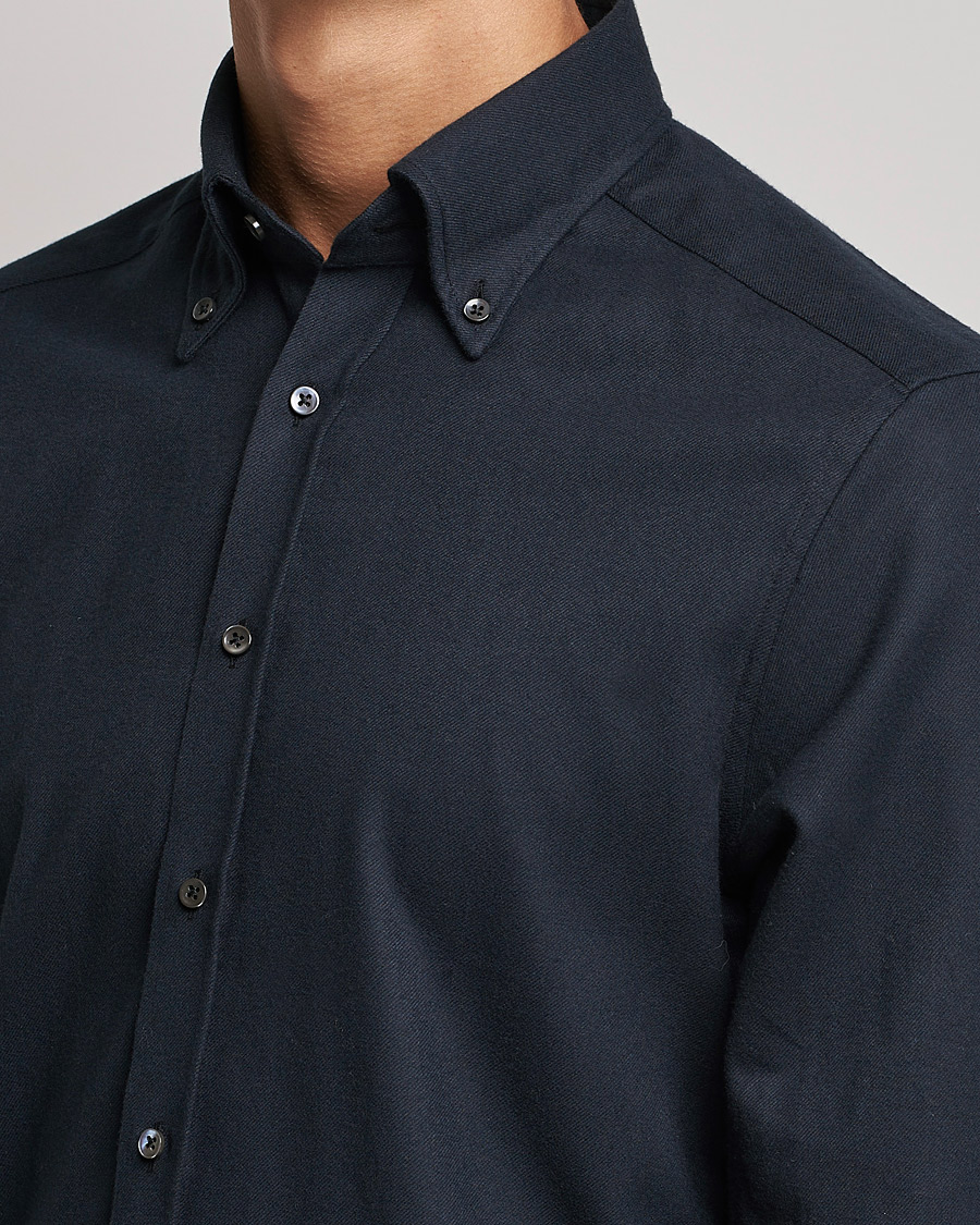 Men | Shirts | Stenströms | Slimline Flannel Shirt Black