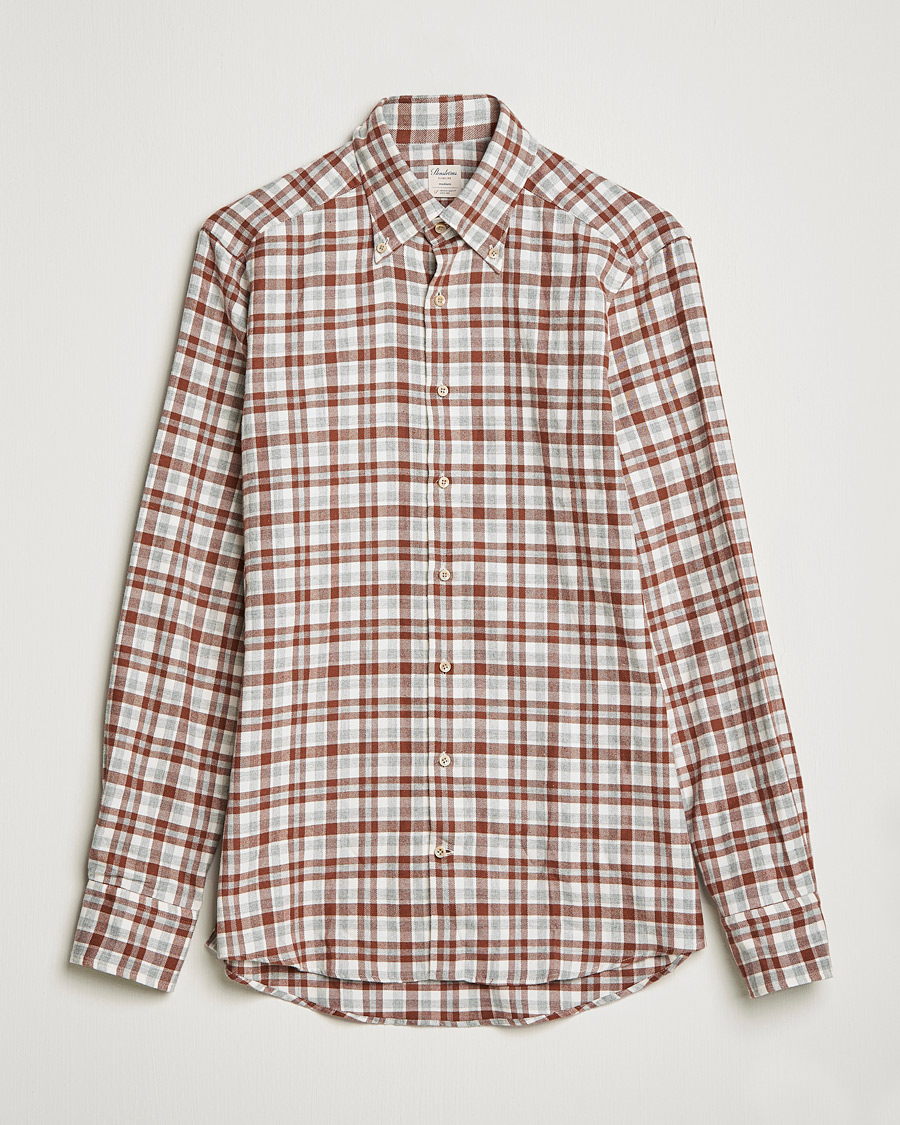 Men | Shirts | Stenströms | Slimline Checked Flannel Shirt Red/White