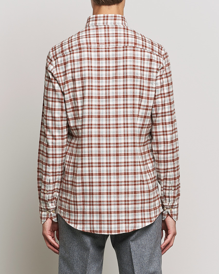 Men | Shirts | Stenströms | Slimline Checked Flannel Shirt Red/White