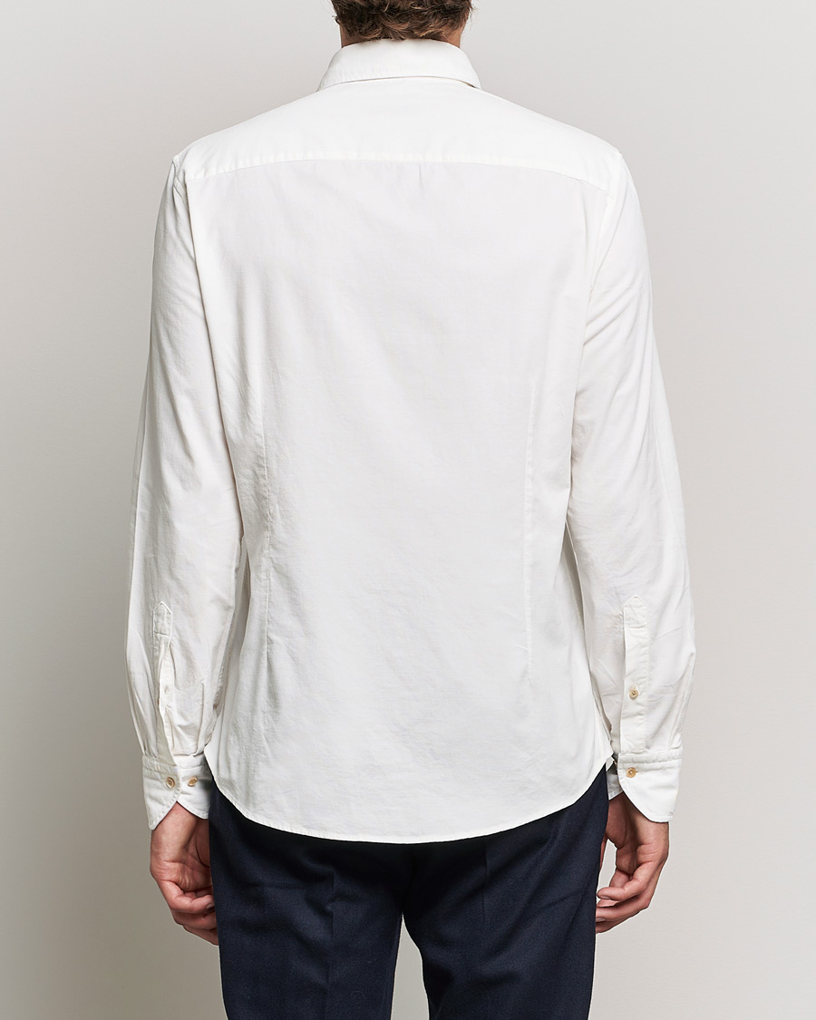 Men | Shirts | Stenströms | Slimline Washed Cut Away Corduroy Shirt White