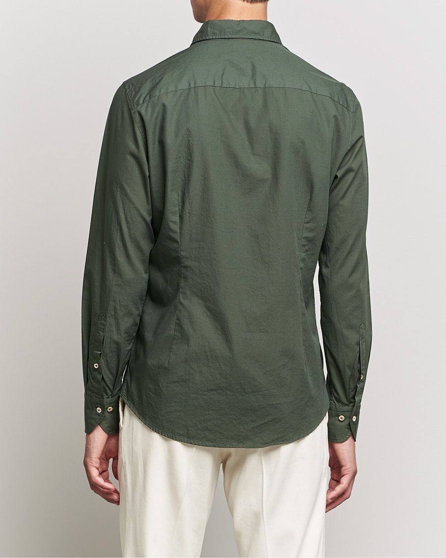Men | Shirts | Stenströms | Slimline Washed Cut Away Poplin Shirt Green
