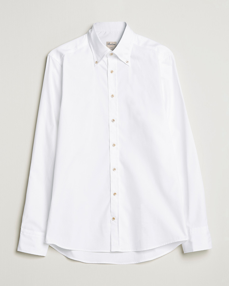 Men | Shirts | Stenströms | Slimline Button Down Pinpoint Oxford Shirt White