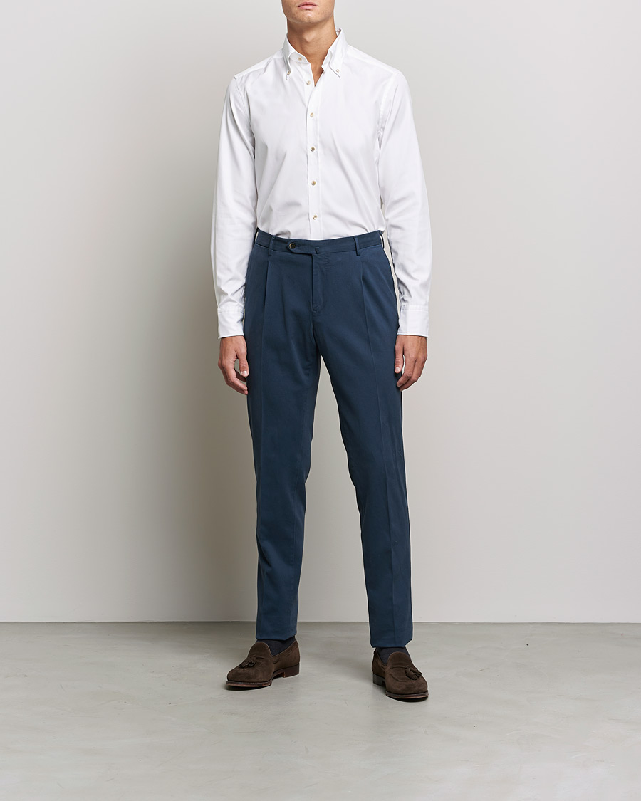 Men | Shirts | Stenströms | Slimline Button Down Pinpoint Oxford Shirt White