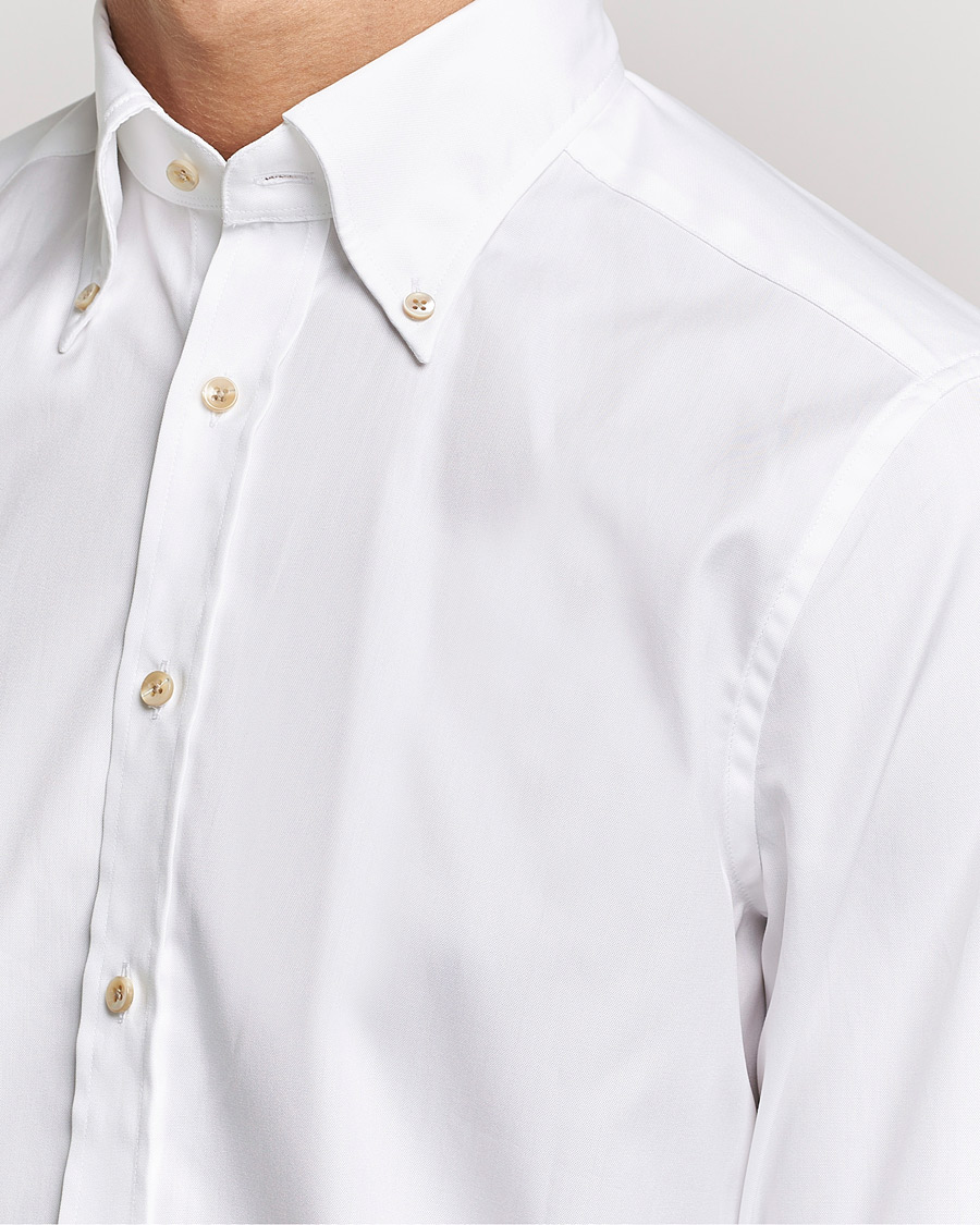 Men | Shirts | Stenströms | Slimline Button Down Pinpoint Oxford Shirt White