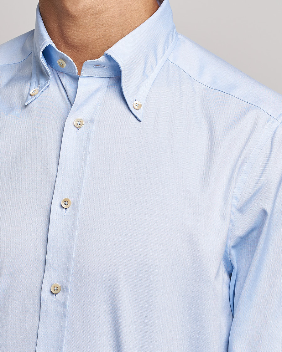 Men | Shirts | Stenströms | Slimline Button Down Pinpoint Oxford Shirt Light Blue