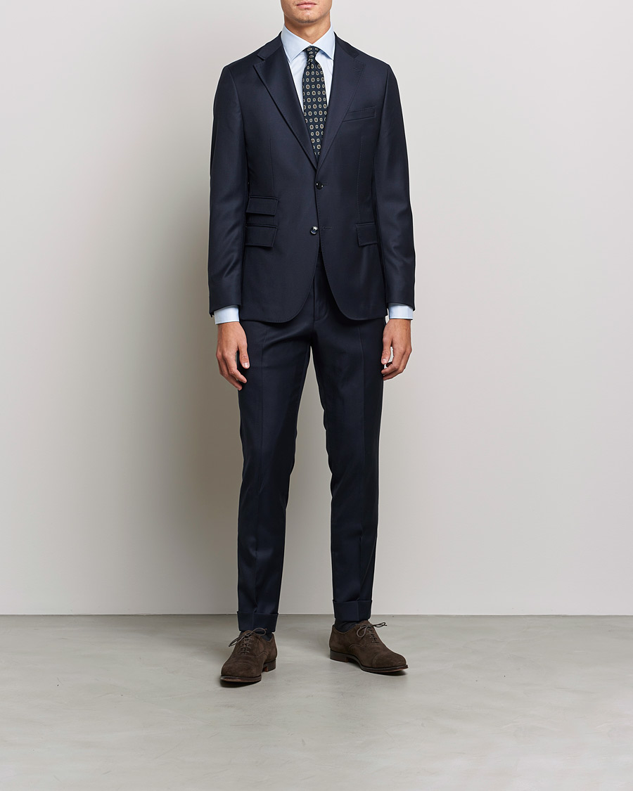 Men | Shirts | Stenströms | Slimline Cut Away Contrast Shirt Blue