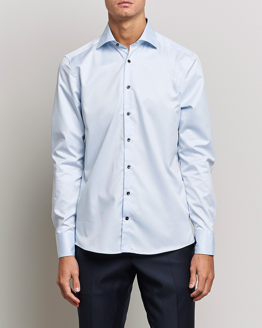 Men | Shirts | Stenströms | Slimline Cut Away Contrast Shirt Blue