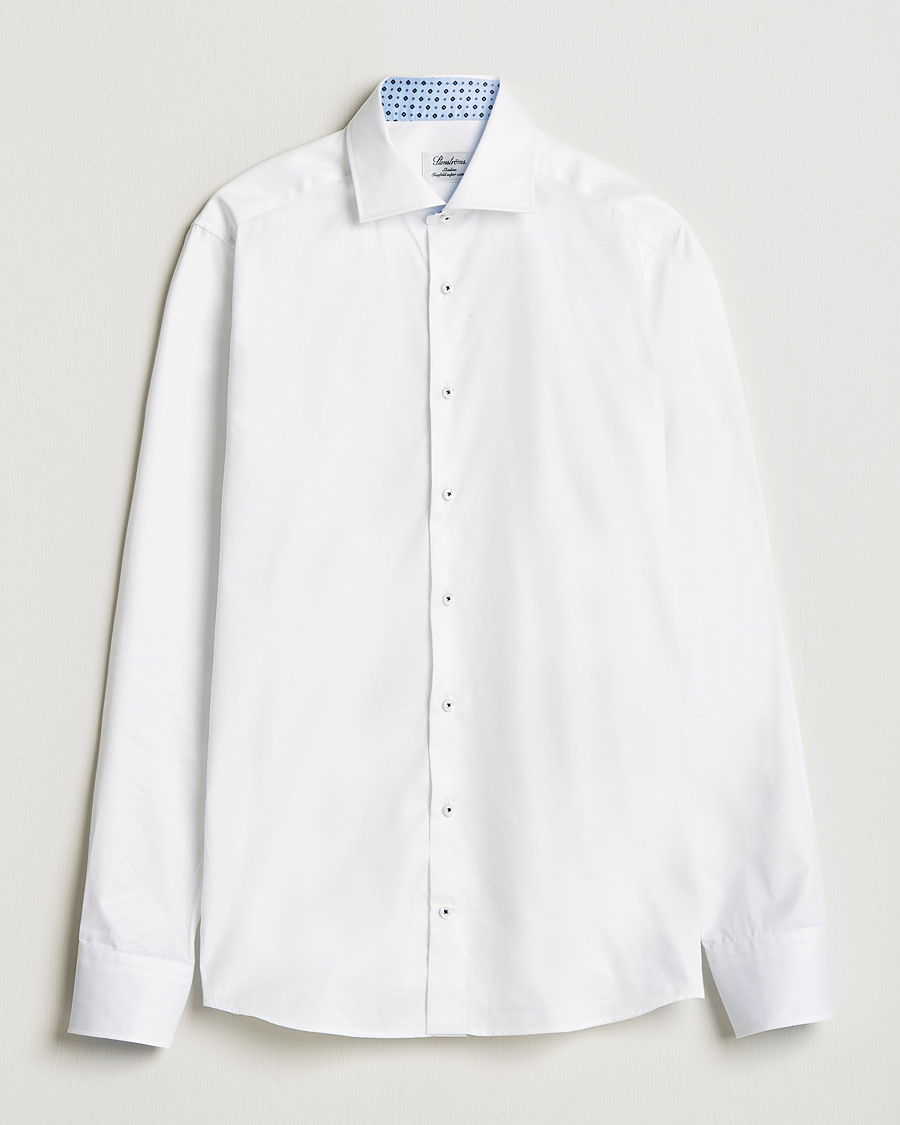Men | Shirts | Stenströms | Slimline Cut Away Contrast Shirt White