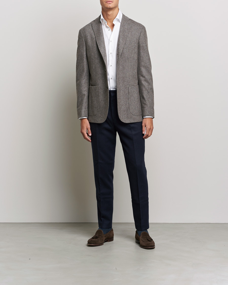 Men | Shirts | Stenströms | Slimline Cut Away Contrast Shirt White