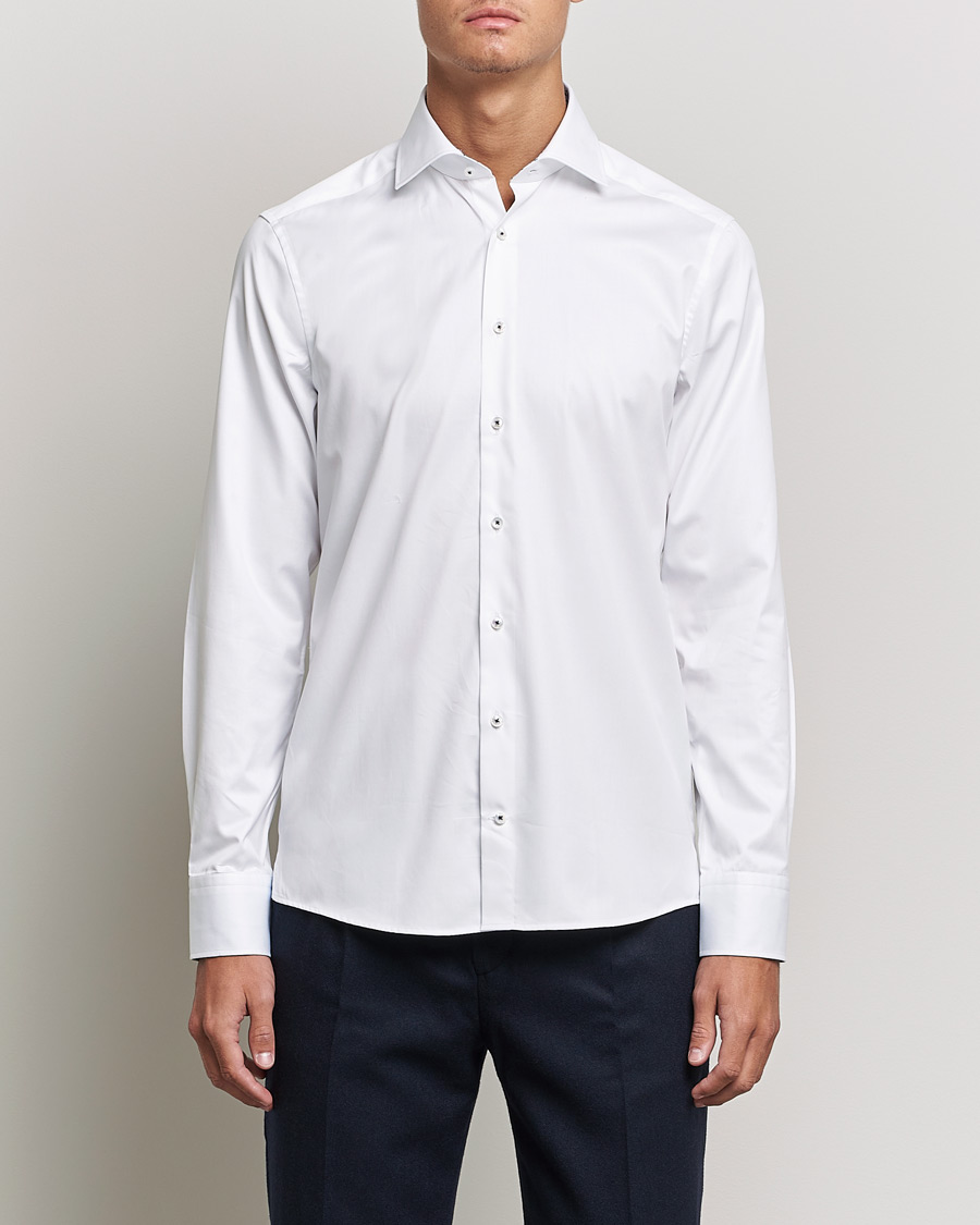 Men | Shirts | Stenströms | Slimline Cut Away Contrast Shirt White