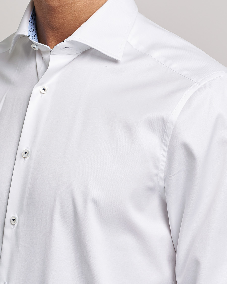 Men | Shirts | Stenströms | Slimline Cut Away Contrast Shirt White