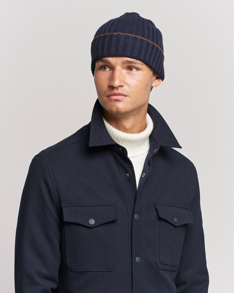 Men | Stenströms Wool Cashmere Ribbed Beanie Navy | Stenströms | Wool Cashmere Ribbed Beanie Navy