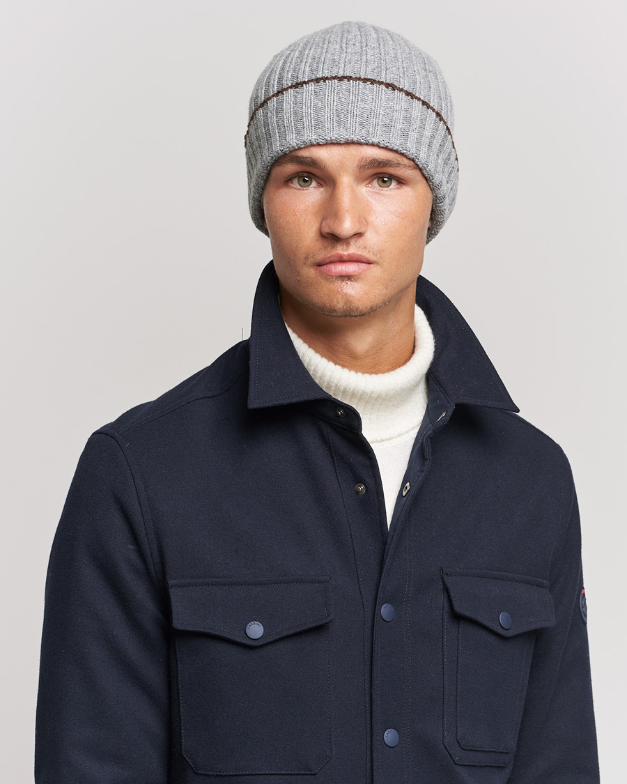 Men | Stenströms Wool Cashmere Ribbed Beanie Grey | Stenströms | Wool Cashmere Ribbed Beanie Grey