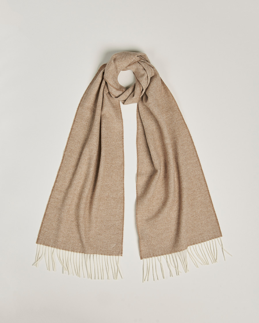 Men | Stenströms Herringbone Wool Scarf Beige | Stenströms | Herringbone Wool Scarf Beige