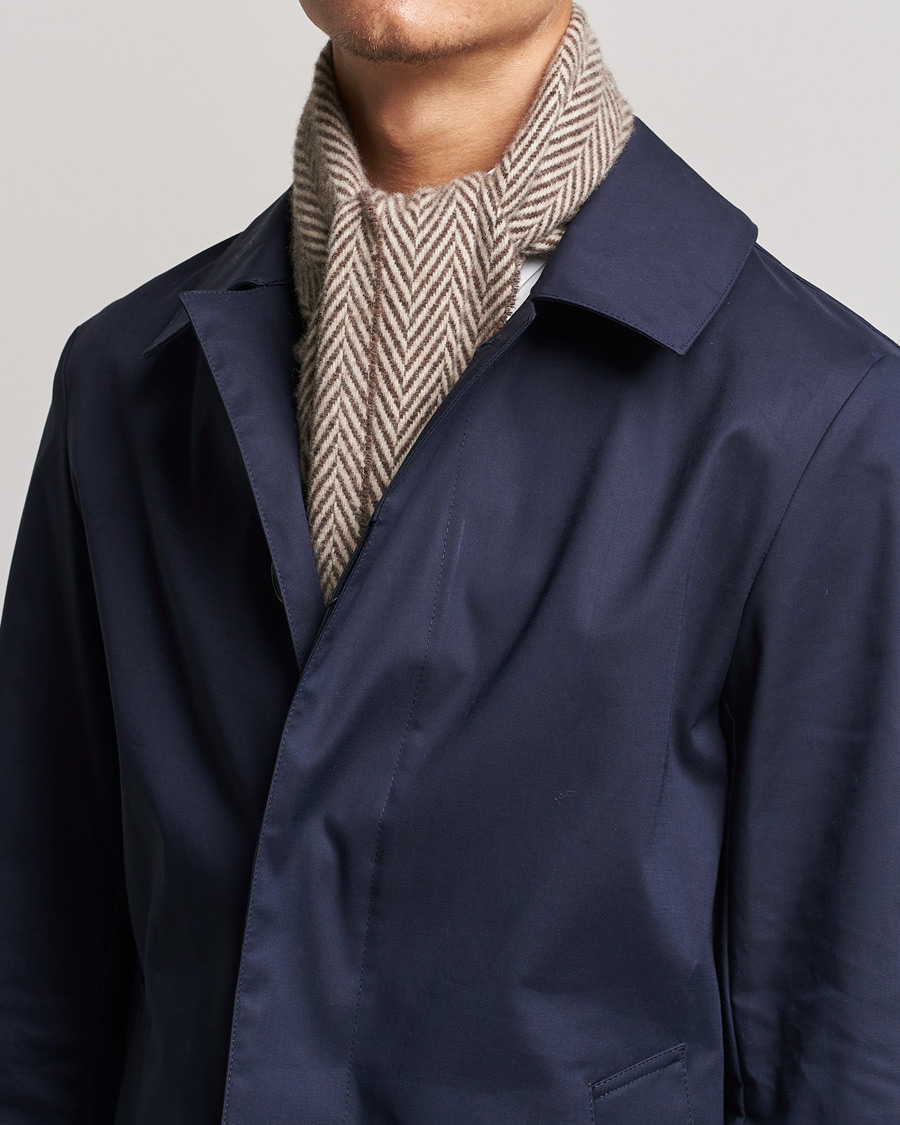 Men | Stenströms Large Herringbone Wool Scarf Brown | Stenströms | Large Herringbone Wool Scarf Brown