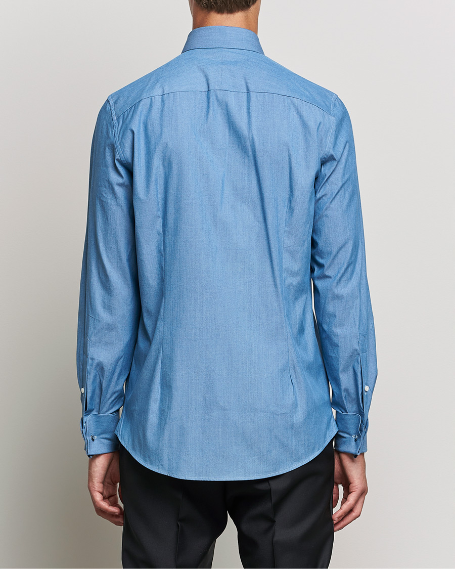 Men | Shirts | Stenströms | 1899 Slimline Denim Tuxedo Shirt Blue