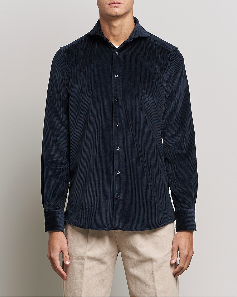 Men | Shirts | Stenströms | 1899 Slimline Sea Island Corduroy Shirt Navy