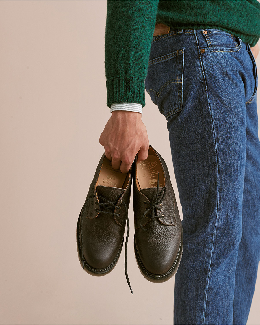 Men | Solovair 3 Eye Gibson Shoe Dark Brown Grain | Solovair | 3 Eye Gibson Shoe Dark Brown Grain