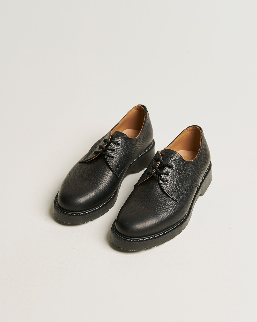 Men | Derby Shoes | Solovair | 3 Eye Gibson Shoe Black Grain