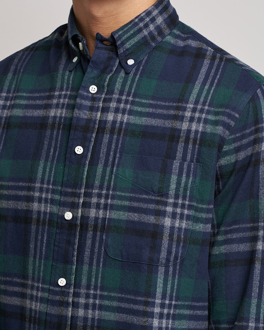 Men | Shirts | Gitman Vintage | Button Down Shaggy Flannel Shirt Blackwatch Check