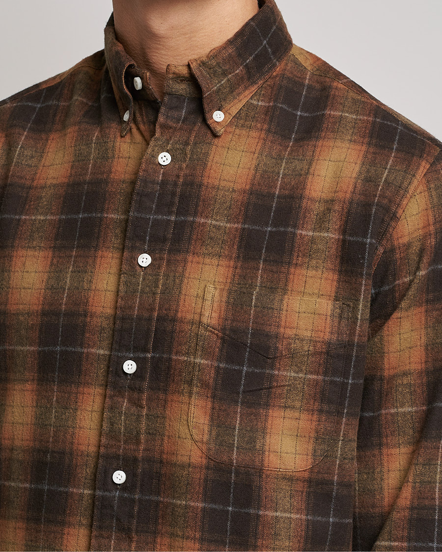 Men | Shirts | Gitman Vintage | Button Down Shaggy Flannel Shirt Brown Check
