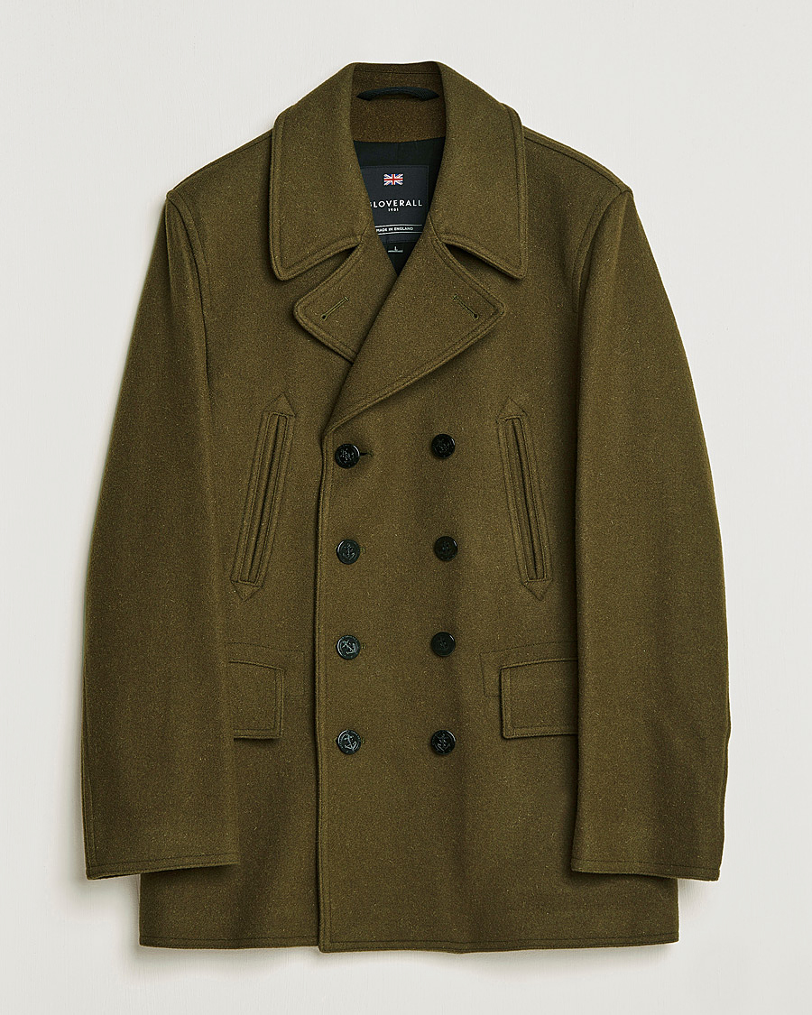 Men | Coats & Jackets | Gloverall | Churchill Reefer Peacoat Loden Green