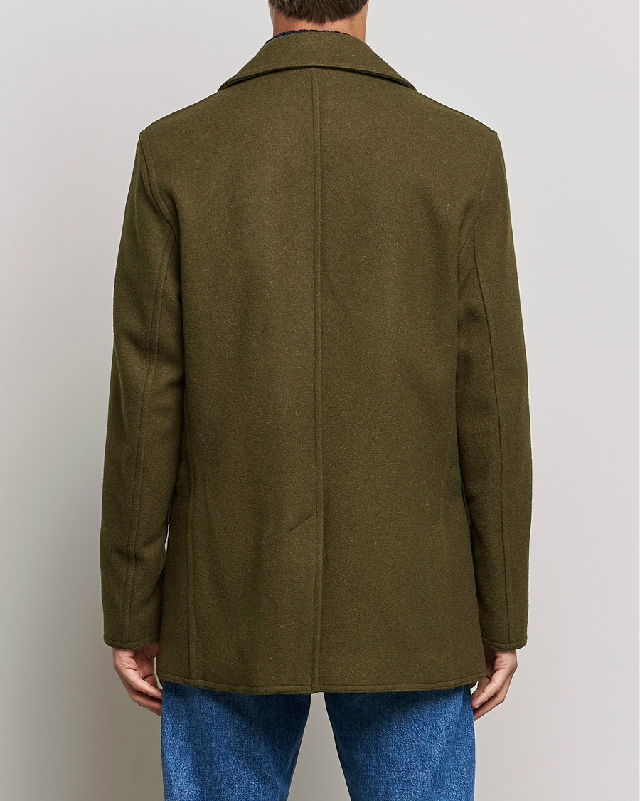 Men | Coats & Jackets | Gloverall | Churchill Reefer Peacoat Loden Green