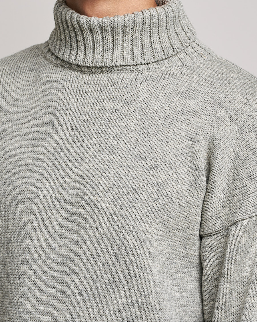 Gloverall Submariner Chunky Wool Roll Neck Light Grey at CareOfCarl.com