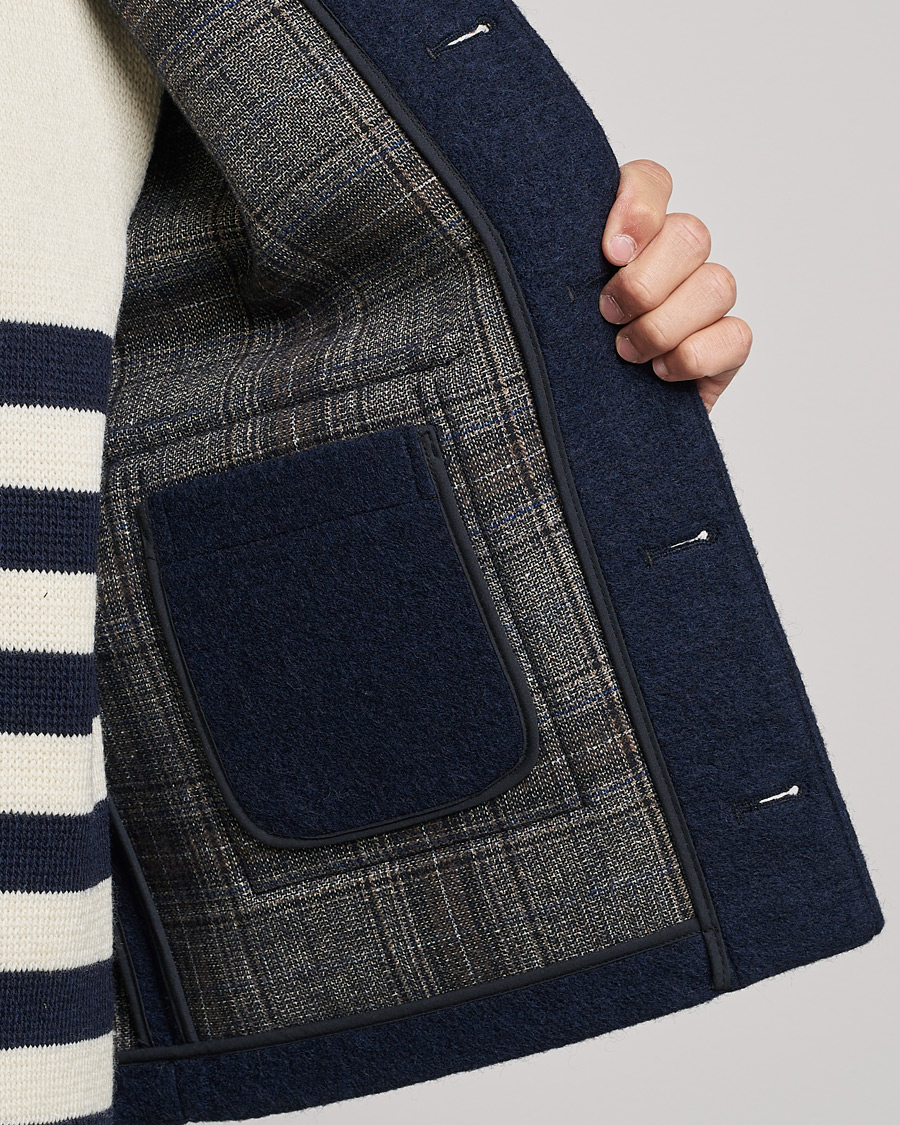 Men | Coats & Jackets | Gloverall | Roger Double Face Gilet Navy/Brown