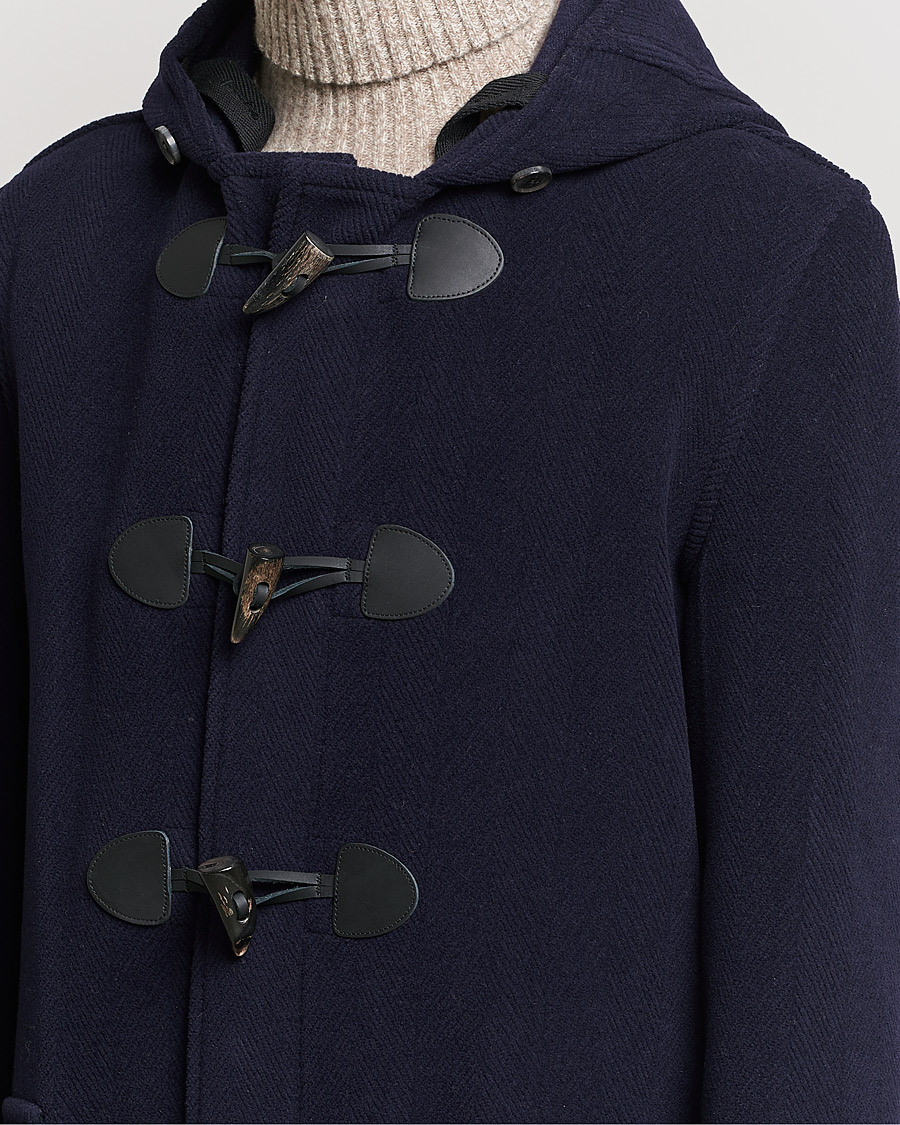 Gloverall Edmund Herringbone Wool Duffle Navy at CareOfCarl.com