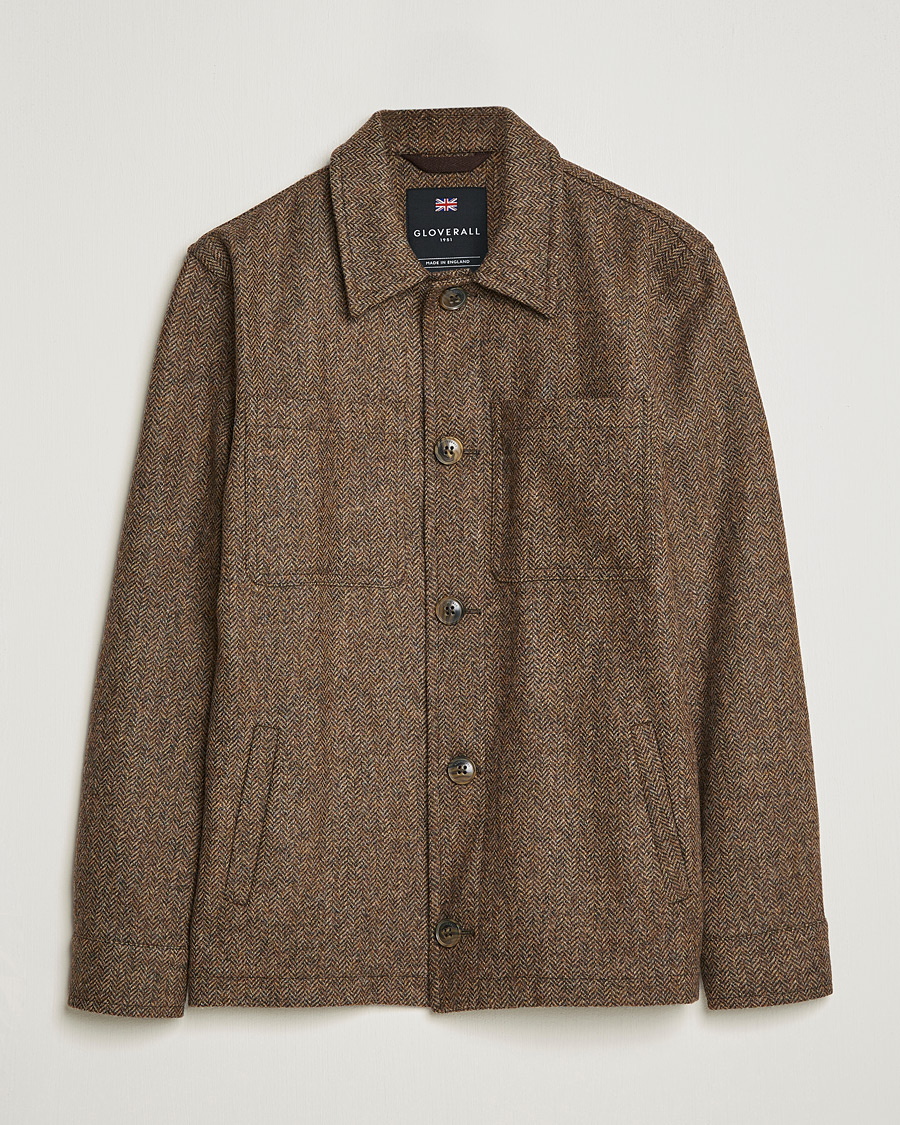 Gloverall Walter Herringbone Wool Shirt Jacket Tan at CareOfCarl.com