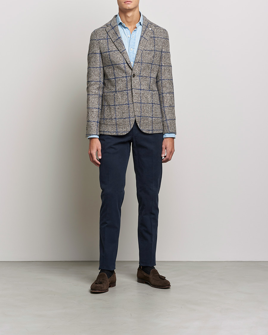Men | Blazers | L.B.M. 1911 | Jack Checked Wool Blazer Grey/Blue