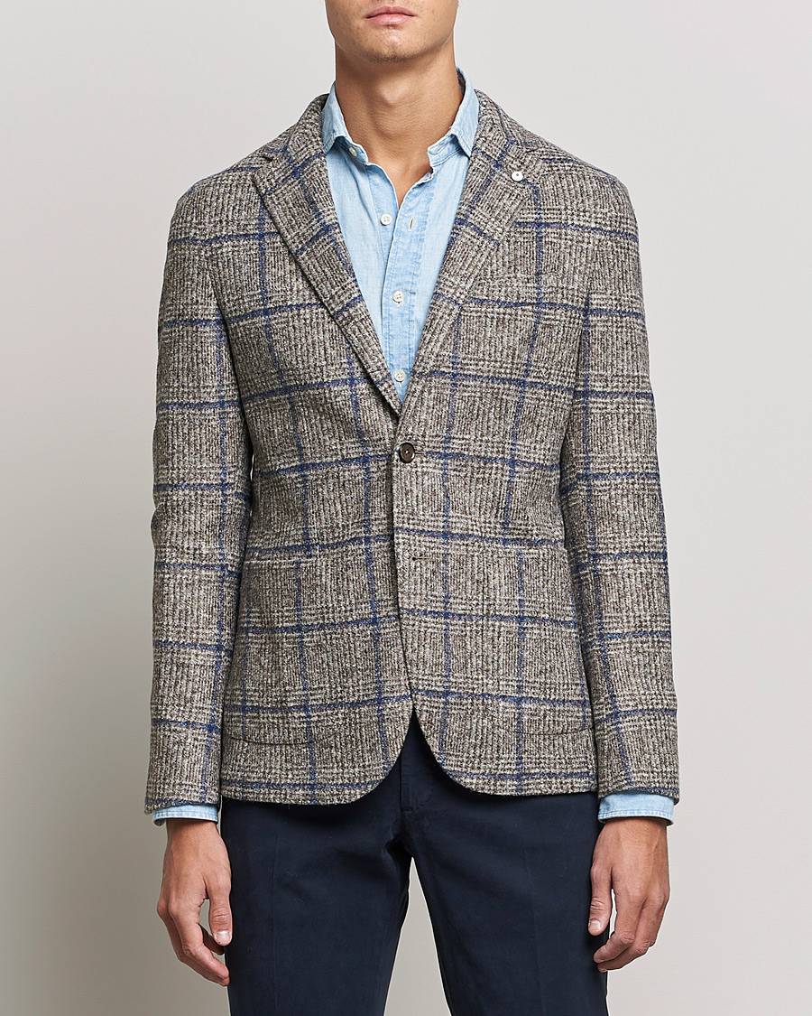 Men | Blazers | L.B.M. 1911 | Jack Checked Wool Blazer Grey/Blue