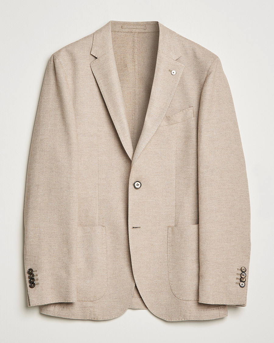 Men | Blazers | L.B.M. 1911 | Jack Herringbone Soft Cotton Blazer Beige