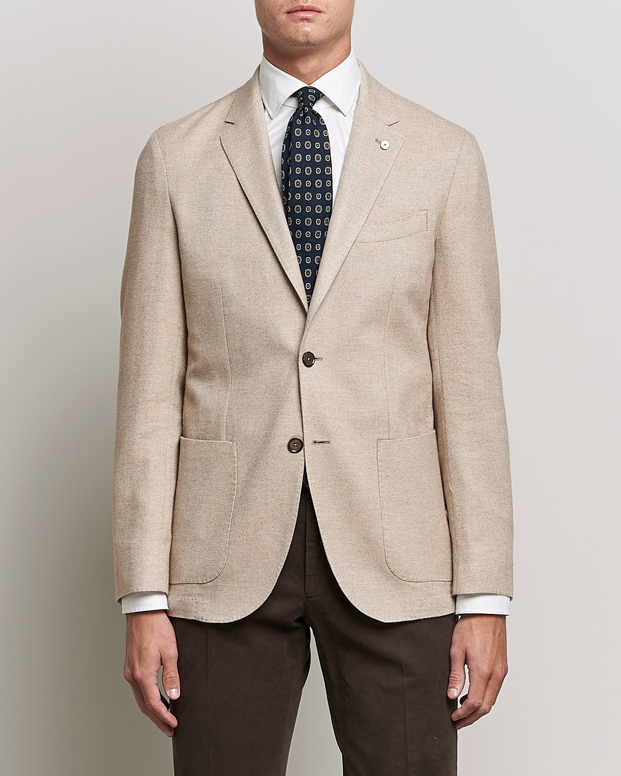 Men | Blazers | L.B.M. 1911 | Jack Herringbone Soft Cotton Blazer Beige