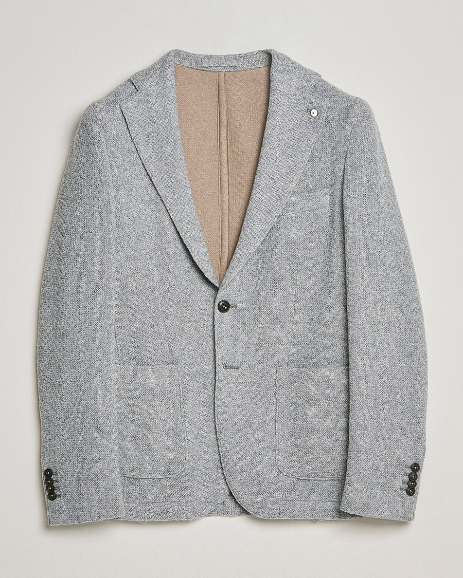 Men | Knitted Blazers | L.B.M. 1911 | Punto Knitted Wool Structure Blazer Grey