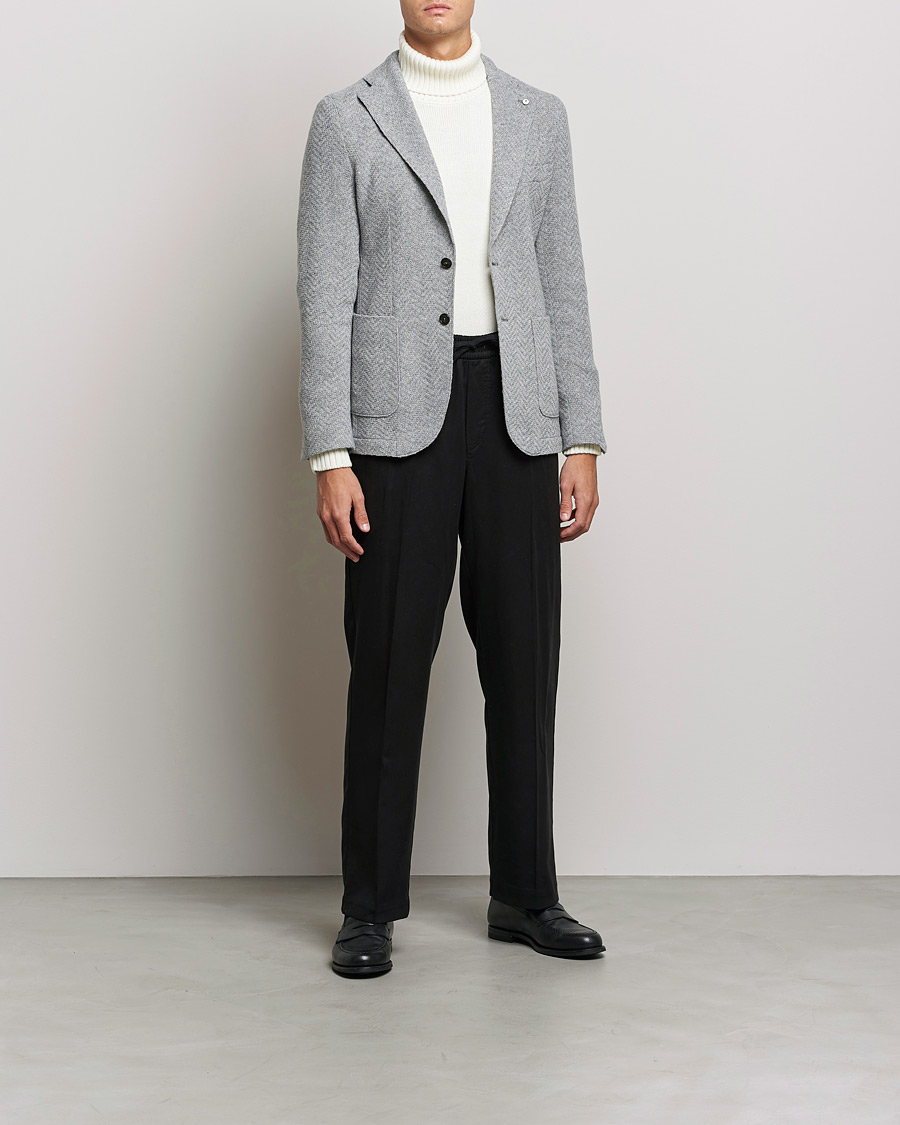 Men | Blazers | L.B.M. 1911 | Punto Knitted Wool Structure Blazer Grey