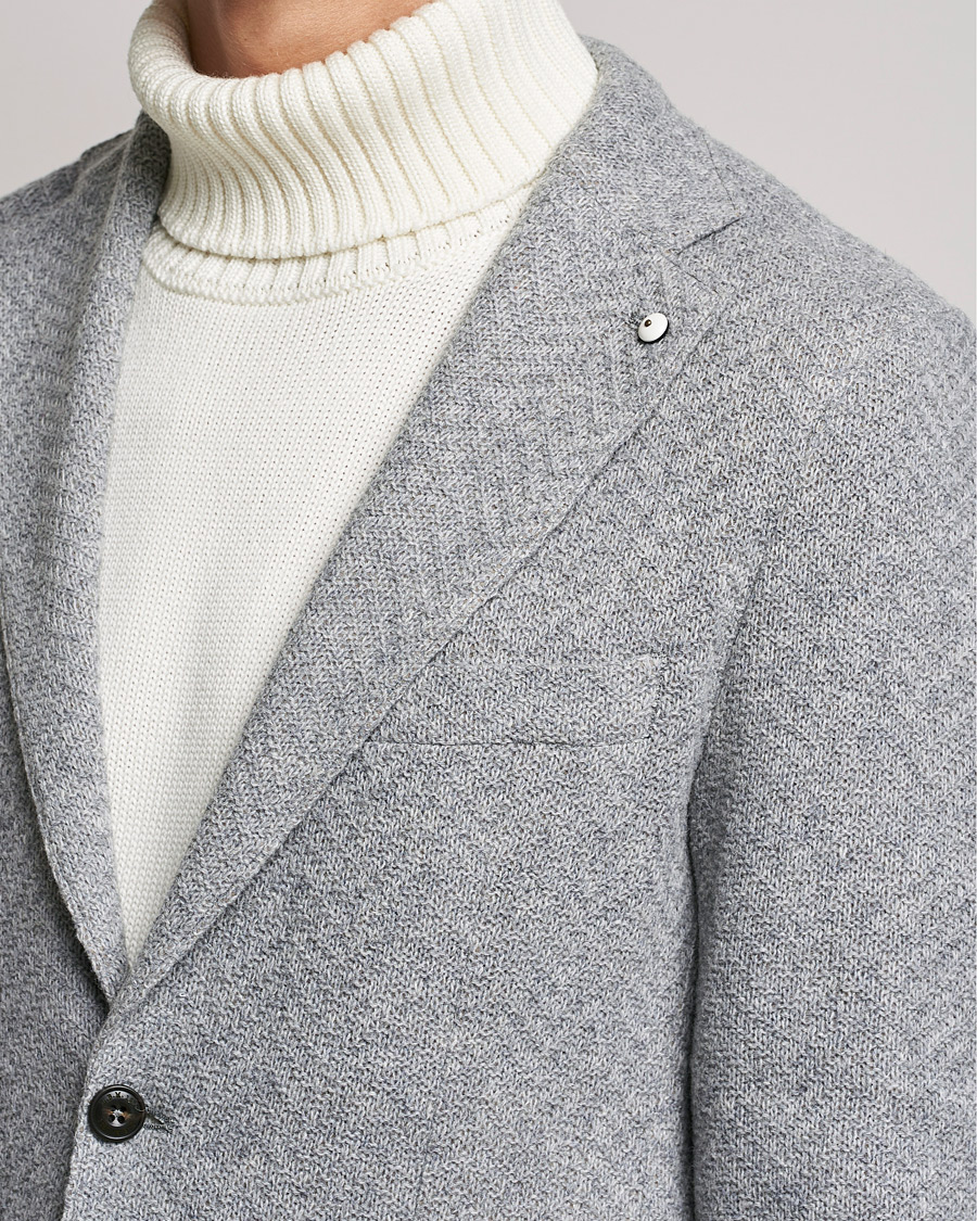 Men | Blazers | L.B.M. 1911 | Punto Knitted Wool Structure Blazer Grey