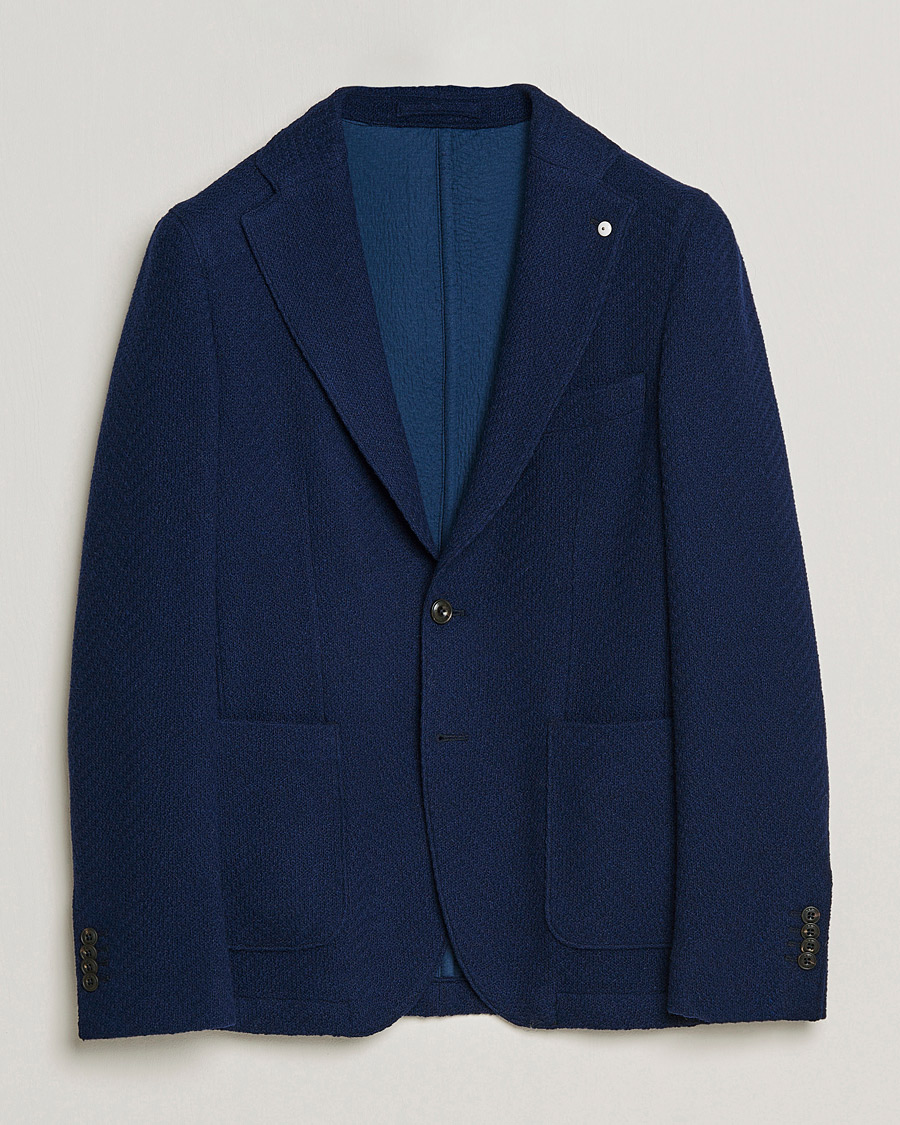 Men | Blazers | L.B.M. 1911 | Punto Knitted Wool Structure Blazer Navy