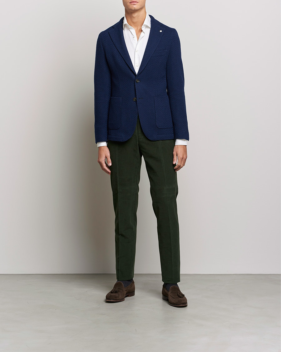 Men | Blazers | L.B.M. 1911 | Punto Knitted Wool Structure Blazer Navy