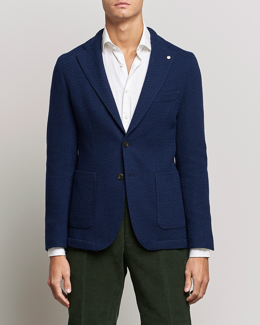 Men | Blazers | L.B.M. 1911 | Punto Knitted Wool Structure Blazer Navy