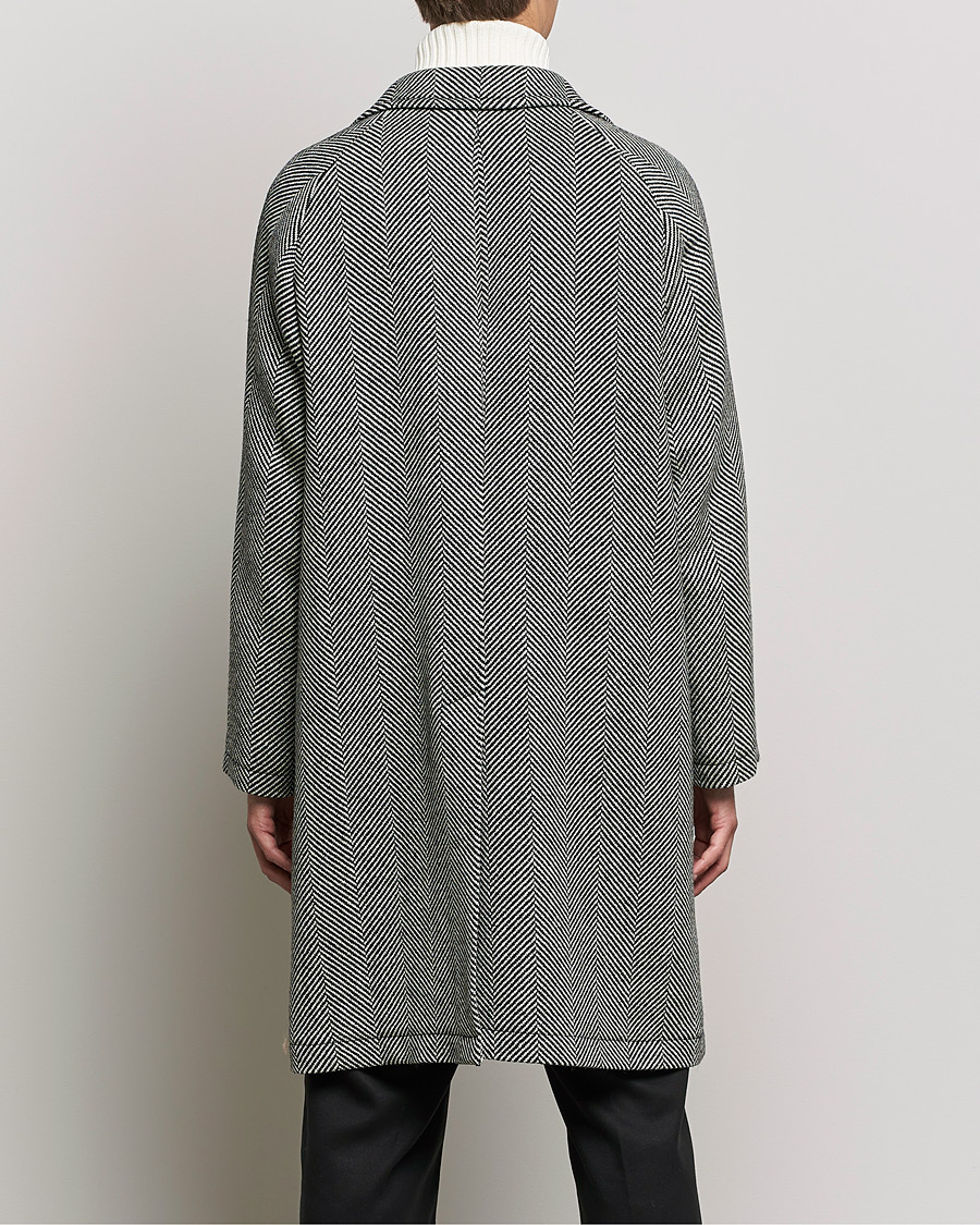 Men | Coats & Jackets | L.B.M. 1911 | Herringbone Raglan Wool Coat Black/White