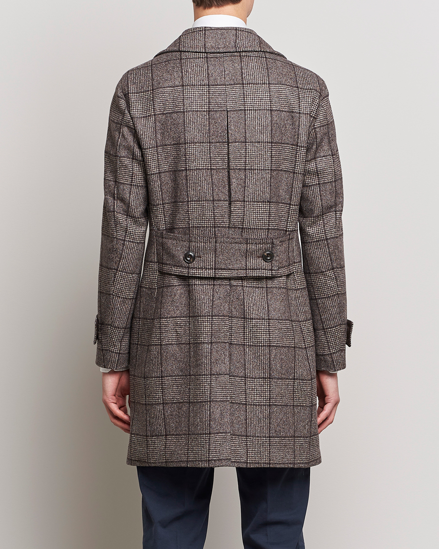 Men | Coats & Jackets | L.B.M. 1911 | Double Breasted Checked Wool Coat Brown