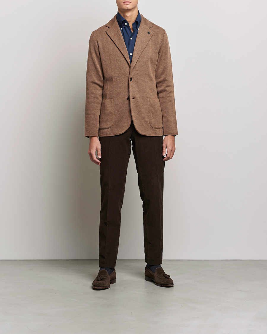 Men | Blazers | Lardini | Knitted Wool Blazer Light Brown