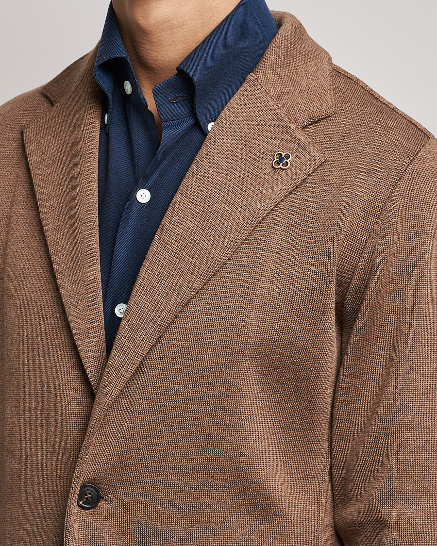 Men | Blazers | Lardini | Knitted Wool Blazer Light Brown