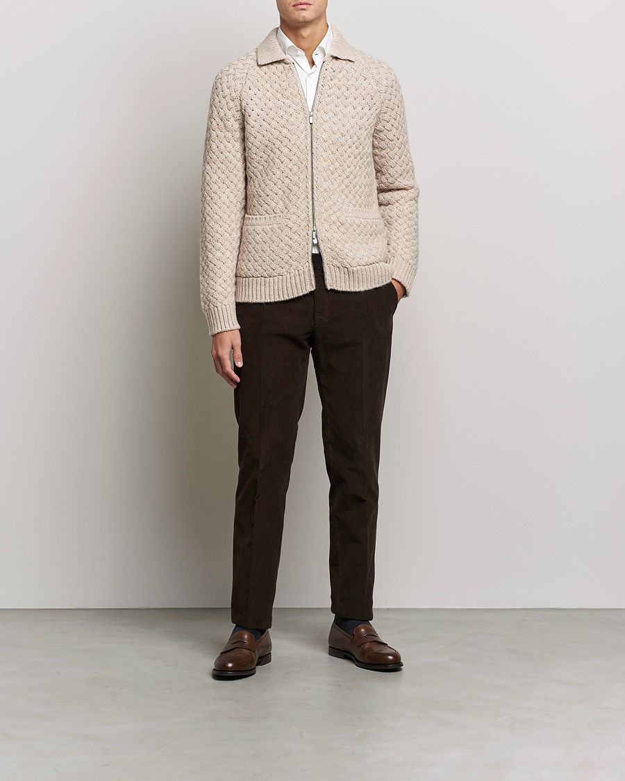 Men |  | Lardini | Full Zip Wool/Alpaca Cardigan Beige